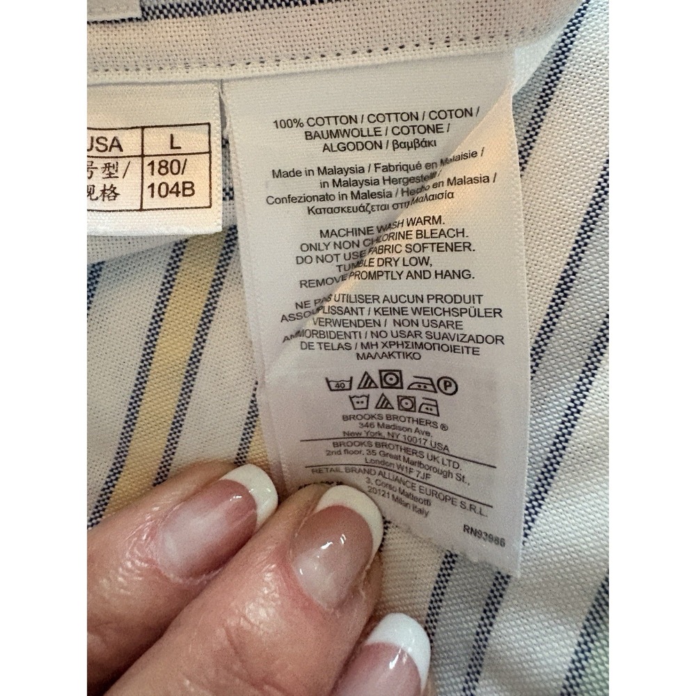 Brooks Brothers  Button Down Shirt Mens  LG pastel stripe 100% cotton Heritage - Picture 7 of 16